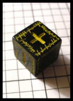 Dice : Dice - 6D - Q Workshop Elven Fudge Black and Yellow - Q Prize Jan 2010